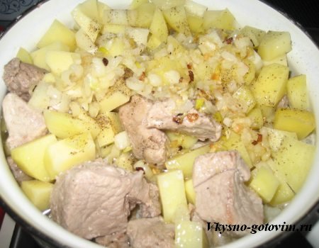 Рецепт картофельный соус из свиного мяса с луком. Соус картофельный с мясом.