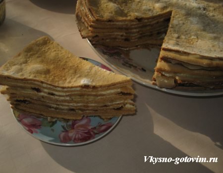 Рецепт приготовления домашний торт медовик с бананами.